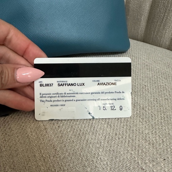 PRADA Logo Blue Saffiano Leather Tote Bag w/ auth cert - Picture 10 of 14